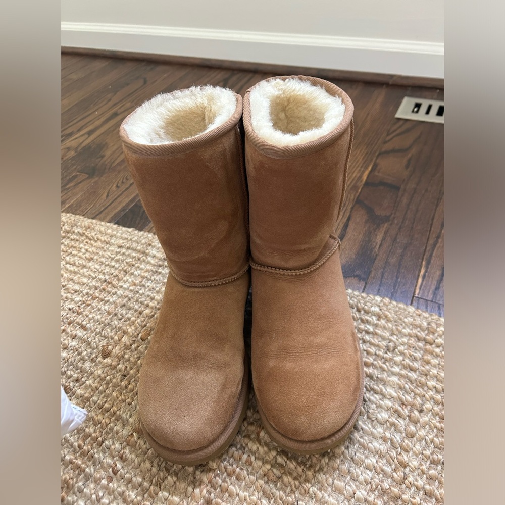 UGG Chestnut Suede Short Shearling Boots - Picture 3 of 6